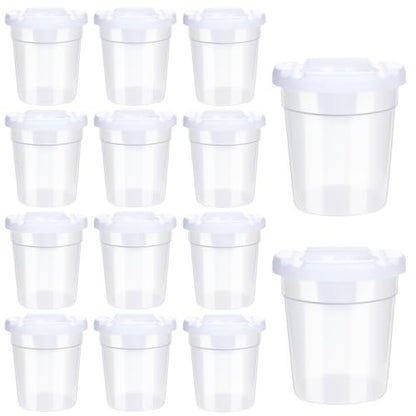 12 Packs No Spill Paint Cups for Kids Small Plastic Paint Containers with Lids Spill Proof Water Cup for Painting, School, Classroom, Art Crafts Supplies