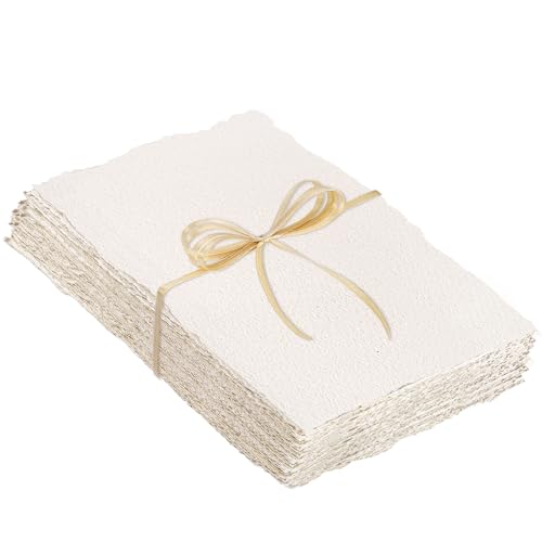 25 Sheets Watercolor Paper, 2 x 3.5, Deckled Edge Handmade Paper | 300 GSM paper, cold-pressed texture, absorbs watercolor evenly, for painting, cards, and crafts - size: 2 x 3.5 inch