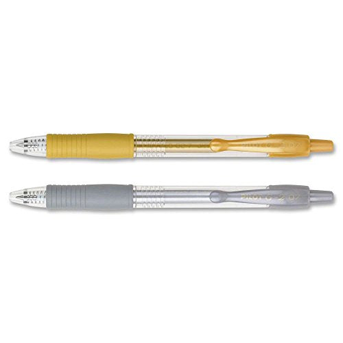 Pilot, G2 Metallics Gel Roller Pens, Fine Point 0.7 mm, Gold & Silver, Pack of 2 - size: 1 Count (Pack of 1)