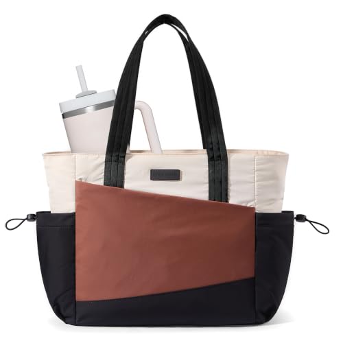 LOVEVOOK Travel Tote Bag for Women, Fits 15.6-Inch Laptop - color: Black-white-brown, size: 16 inch