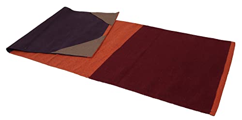 KD Willmax Yoga Mat Towel Non Slip Cotton Rug Blanket Cover with Pockets - color: PURPLE-ORANGE