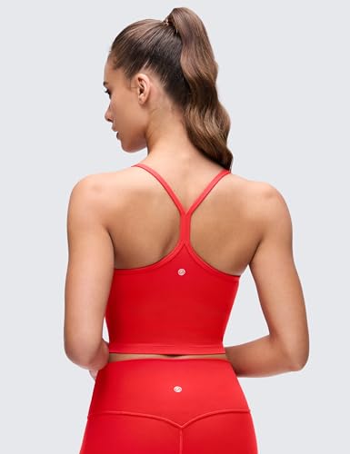 CRZ YOGA Butterluxe Y Back Crop Tank Tops - color: Deep Red, size: Large