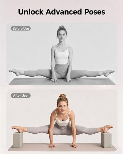 KEEP Yoga Block, High-Density EVA Foam 2 Pack Yoga Block with Non-Slip Textured Surface, Supportive, Lightweight - Ideal for Yoga - color: 2-pack-Oat White
