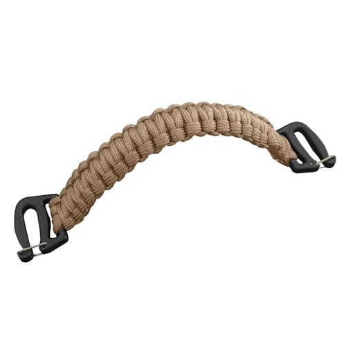 Tactical Weaving Handle with Buckle Ends - Molle System Compatible, 9-Core Paracord Construction, Emergency Rope, for Backpacks, Sling Bags & Chest Bags (Khaki) - color: Khaki, size: 1 Pcs