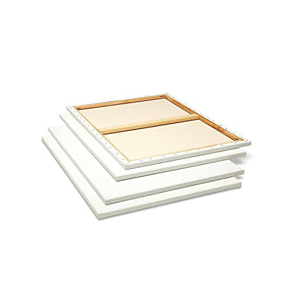 KINGART Stretched White Canvas Set – Rectangle, 18x24 Inch, 4-Pack – 100% Cotton, Triple Gesso Primed – 5/8" Profile Back-Stapled Artist Boards for Acrylic, Oil, Pouring, & Mixed Media Painting - size: 18" x 24"