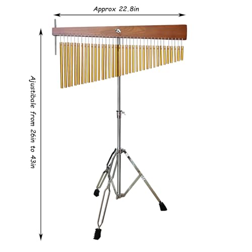 ENNBOM 36 Note Adjustable Height Wind Chime Single-row Percussion Chime with Collapsible Tripod Stand Bar Chime for Class Yoga Gold - color: 36 Note Chime