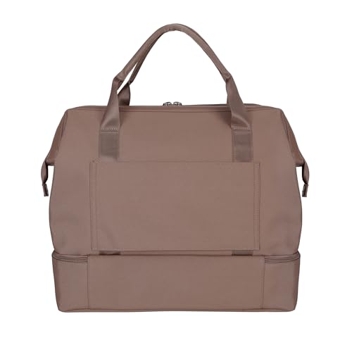 Jessica Simpson Countryside Weekender Duffel 100% Polyester Drop Bottom Bag - color: Mocha Mousse