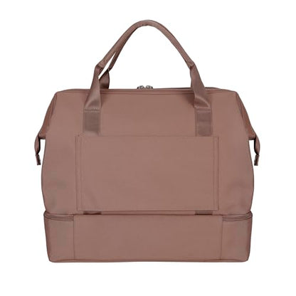 Jessica Simpson Countryside Weekender Duffel 100% Polyester Drop Bottom Bag - color: Mocha Mousse