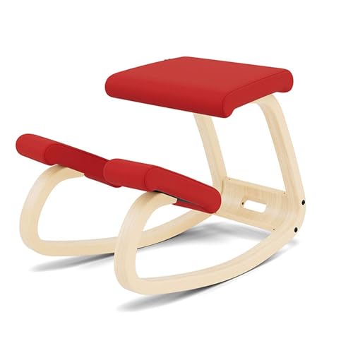 Varier Ergonomic Kneeling Chair, Rocking Knee Stool for Home Office Desk - color: Natural/Red