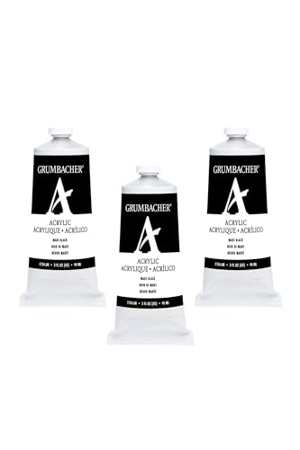 Grumbacher Mars Black Hue Acrylic Paint, 90ml/3 oz. Metal Tube, 3-Pack - color: Mars Black Hue