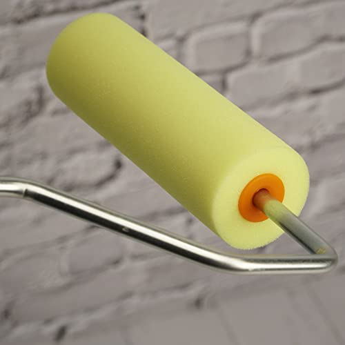 Voomey 4 Inch Foam Paint Roller, High Density Flat Head Foam 24 ack | Mini Paint Roller, Home Painting Supplies, Paint Edger Tool for Walls, Suitable for Kitchen Cabinets, Doors, Tables, Etc - style: 4 inch 24 pack（yellow）