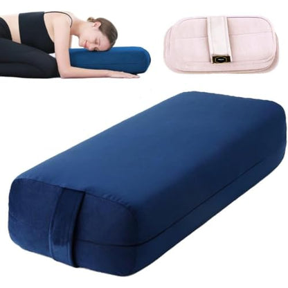 Yoga Bolster Pillow – Firm Rectangular Cushion for Restorative Yoga, Back & Hip Support, Meditation & Physical Therapy, Washable Cover with Carry Handle