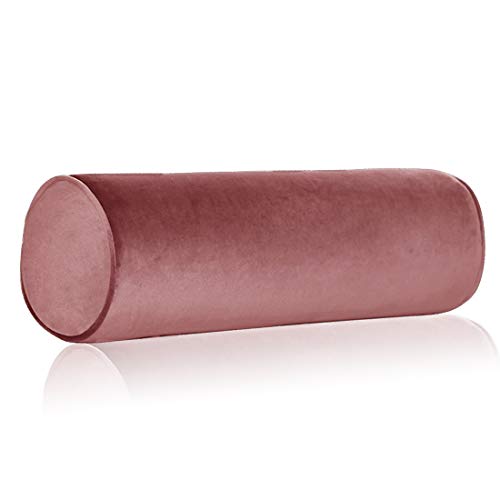 Tinbolunce Memory Foam Roll Pillow for Knee/Leg/Neck - Full Moon Bolster/Round Cylinder Pillow for Sleeping on Side or Back - Removable Cooling Cover Length 18" x 6" Diameter (Gray Pink) - color: Gray Pink, size: 18X6