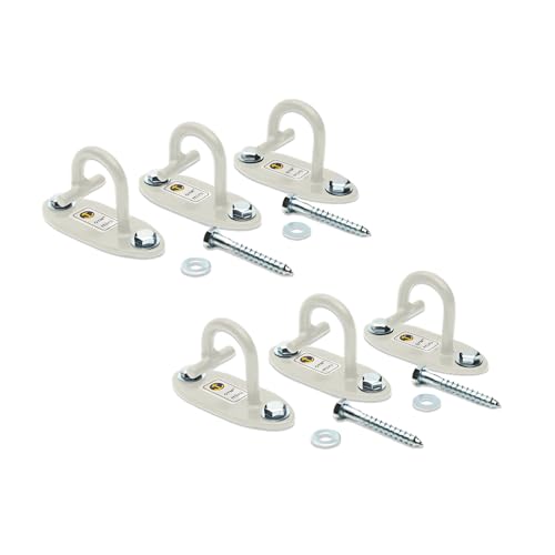 Anchor Gym Mini H1 (Set of 3) - Resistance Band Wall Anchors for Home Workouts | Wall Mount Anchor for Resistance Bands, Stretch Straps & Suspension Trainers - color: Off White (Set of 6)