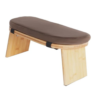 Meditation Prayer Bench, Portable Foldable & 5° Ergonomic Tilt Kneeling Meditation Yoga Stool with Cushion & Carry Bag for Home/Studio/Gym, Bamboo & Velvet Kneeling Stools (Coffee) - color: Coffee