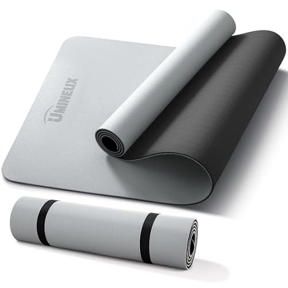 Umineux Non Slip Yoga Mat 72"x24" Exercise & Fitness Mat For Women and Men - color: Gray & Black, size: 6MM