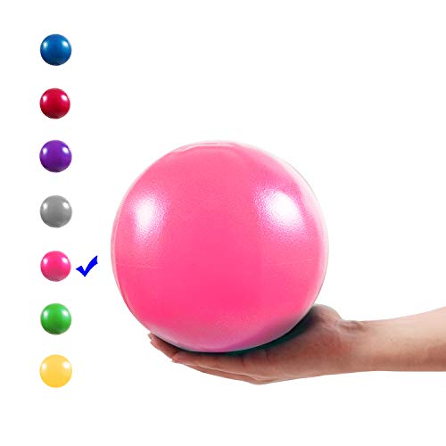 Mini Exercise Ball, 9 Inch Small Gym Ball with Inflatable Straw for Yoga, Pilates, Stability, Barre, Physical Therapy, Stretching and Core Training, Improves Balance, Strength - color: Pink