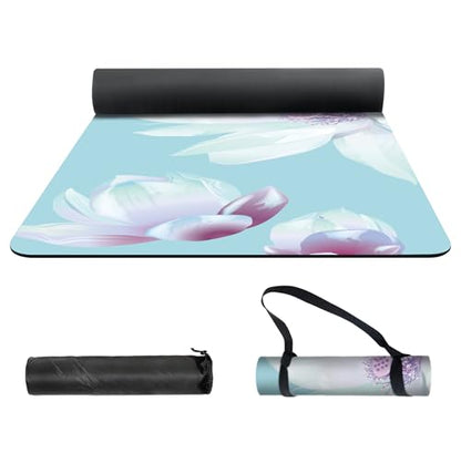 nuveti Yoga Mat Print Extra Thick TPE Non Slip Fitness Exercise Mat with Carrying Bag,72"x24" Extra Thick 6MM Exercise & Workout Mat for Yoga, Pilates Fitness and Floor Exercises - color: Flower-C