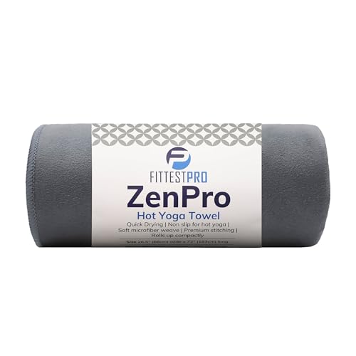 Fittest Pro Non-Slip Hot Yoga Towel with Super-Absorbent Soft Suede Microfiber in Many Colors, for Bikram Pilates and Yoga Mats. (72.00 x 26.50) Nimbus Grey - color: Nimbus Grey