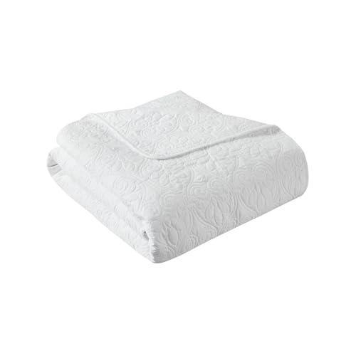 Madison Park Damask Quilting Design Throw Blanket, 60"x70" - color: White, size: 60"x70"