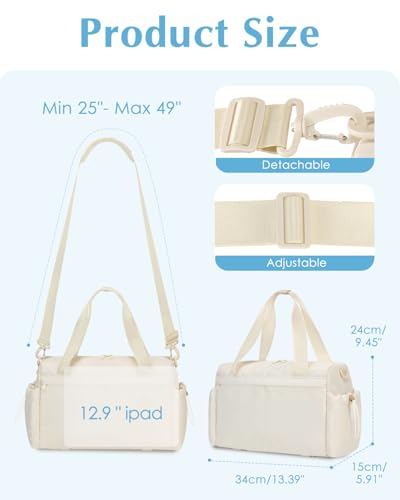 Small Gym Bag, Mini Gym Bag with Yoga Mat Holder & Wet Compartment, Beige - color: Beige