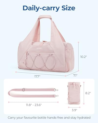 BAGSMART Gym Bag for Women, Lightweight Duffel with Shoe Compartment, Tote Bag with Wet Pocket for Yoga Travel, Camel - color: Camel, style: Casual Tote