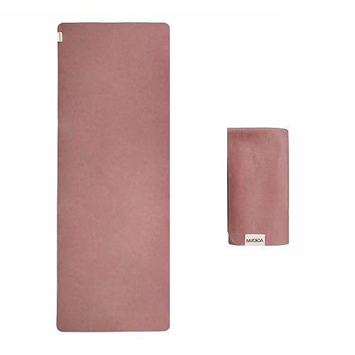 Travel Yoga Mat 1.5mm | Foldable, Lightweight Mat | Use for Travel, Backpacking, Yoga Retreat, Outdoors, Gym, Pilates, Machine Washable, Eco-Friendly - color: Melon