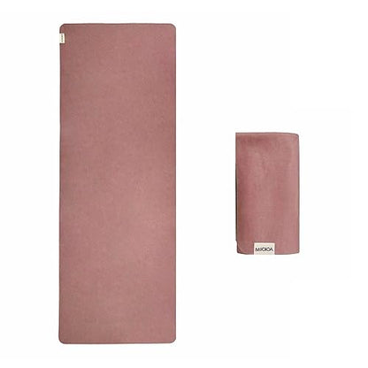 Travel Yoga Mat 1.5mm | Foldable, Lightweight Mat | Use for Travel, Backpacking, Yoga Retreat, Outdoors, Gym, Pilates, Machine Washable, Eco-Friendly - color: Melon
