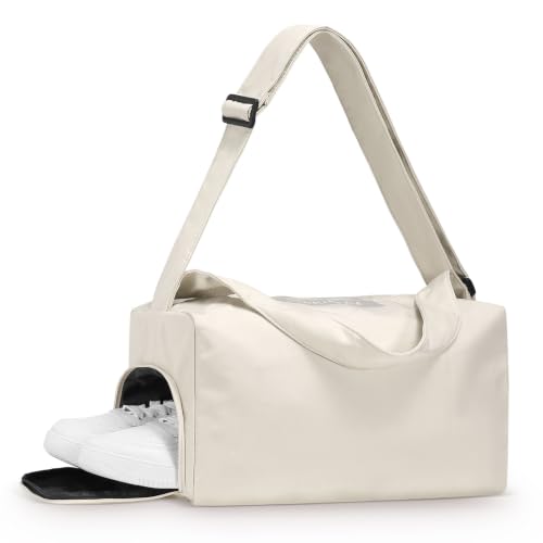 Womens Mini Gym Bag with Shoe Compartment 20L, Cream - color: Cream