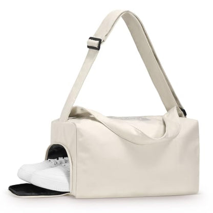 Womens Mini Gym Bag with Shoe Compartment 20L, Cream - color: Cream