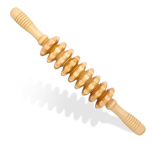Wooden Fascia Massage Roller – Handheld Myofascial Release Massage Stick