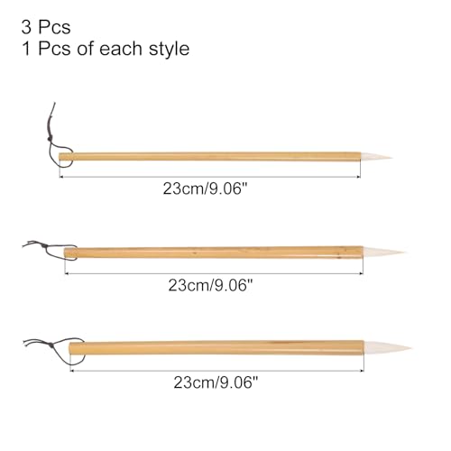 PATIKIL 3 Pcs Chinese Calligraphy Brush Set Watercolor Brushes Ink Pen | Traditional Writing, for Drawing Painting Writing, Art Supplies
