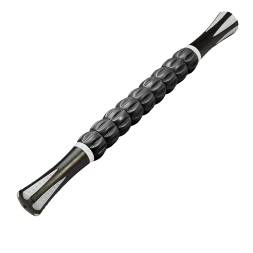 NuRich Muscle Roller Stick - 운동 선수를 위한 9롤러 딥 티슈 마사지 스틱 - 다리, 종아리 및 등을 위한 유발점 및 근막 이완 도구 - 44.5cm(17.5인치) 물리 치료 및 회복 롤러