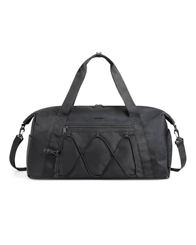 BAGSMART Small Gym Bag With Shoe Compartment & Wet Pocket, Lightweight Sports Travel Duffel, Carry On Weekender Overnight, Water Resistant Sports Gym Tote for Swimming Yoga, Black - color: Black, size: 25L