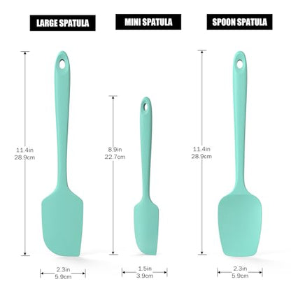 Doosu 600°F Heat Resistant Silicone Spatula Scrapers (Set of 3, Aqua Sky) | Food Grade Kitchen Rubber Baking Cooking Tool Nonstick Utensil Set for Mixing, Scraping, Folding, Stirring, Serving - color: Aqua Sky, size: Set of 3