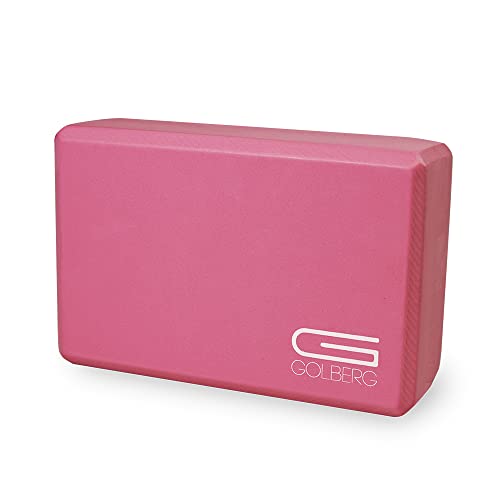 Golberg Foam Yoga Block – For Fitness, High Intensity Support and Improving Strength or Flexibility Pink/Green/Dark Green/Purple/Blue – 1/2/4 Pack - color: 1 Pack - Pink