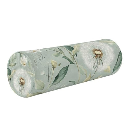 Sage Green Dandelion Neck Roll Pillow Bolster Round Health Memory Foam Long Cervical Cylinder Pillows with Removable Washable Cover for Body Bed Legs Back Yoga - color: Sage Green Dandelion