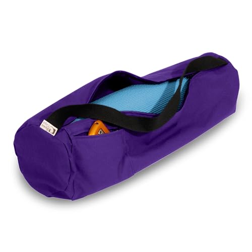 Premium Cotton Yoga Mat Bag with Shoulder Strap - Durable, Breathable and Lightweight Gym Bag to Carry the Standard or Extra Large Mat Sizes - Ideal for Yoga, Pilates & Fitness Equipment - color: Purple, size: Extra Large