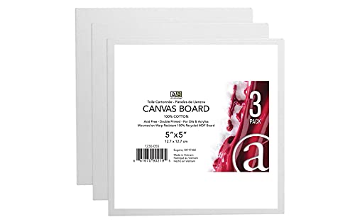 Art Advantage ART-1230-055 5"-by-5" Canvas Board, 3/Pack, 5x5 - size: 5-inch x 5-inch, 3 Pack