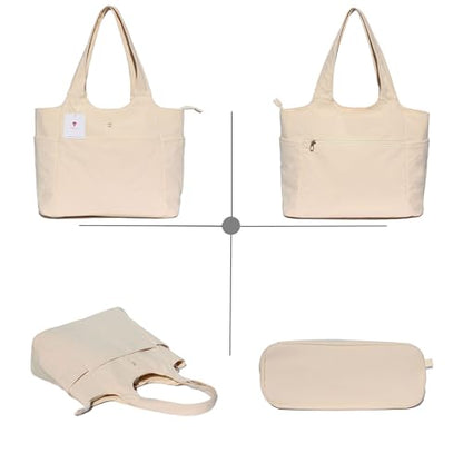 ESVAN Yoga Tote Bag Mat bag Women Shoulder Bags Carryall Tote for Travel Office Workout Gym Nurse Beach - color: Beige