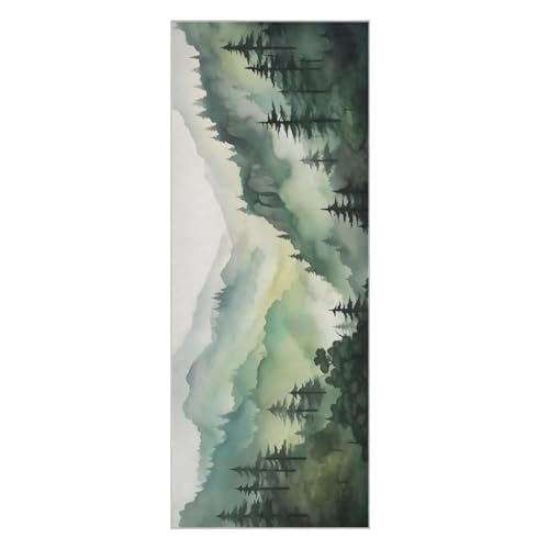Yoga Mat Towel, Non-Slip Hot Yoga Towel, Sweat Absorbent and Non-Slip, Lightweight and Easy to Travel, Suitable for Hot Yoga, Pilates and Fitness, Watercolor Raccoon and Plant Pattern - color: Watercolor Forest