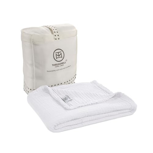 Threadmill Cotton Swaddle Blanket, Muslin, White, 4-Piece, 41x37 in, Unisex | 100% Cotton, Muslin Weave, 4-Piece Set, 41x37 in, Breathable, OEKO-TEX Certified, Machine Washable - color: White, size: Baby