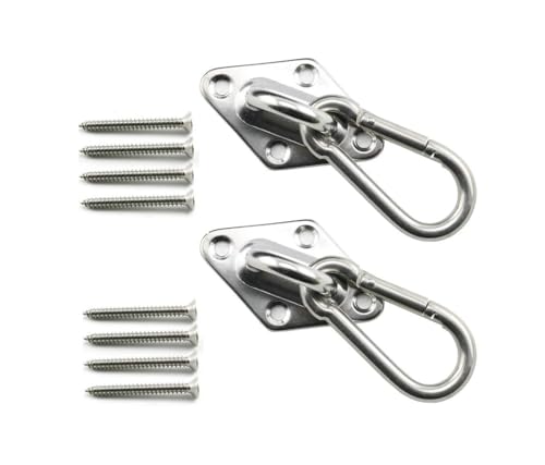 304 Stainless Steel Hammock Hanging Kit, 1100lb Capacity Heavy Duty Ceiling Hooks with Snap Hook for Indoor Outdoor Swing Chair