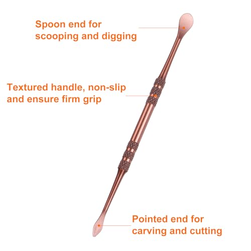 HARFINGTON 8 Pcs Wax Carving Tools 4.8" Double Ended Stainless Steel Wax & Clay Sculpting Wax Carvers Tools Modeling Spoon for Figures Clay Handmade Art Works, Rose Gold - color: Rose Gold