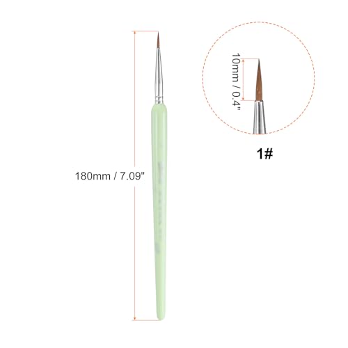HARFINGTON Detail Paint Brushes 10mm Pointed Tip Nylon Hair Miniature Painting Brush for Watercolor Oil Acrylic Painting(1#), Green - color: Green, size: 1# 10mm