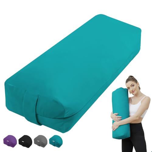 Rectangular Yoga Bolster Pillow for Restorative Yoga | Meditation Cushion for Yoga Practice, Yoga Cushion Foam Wedges, Prenatal support, Chest opening, Leg elevation - color: Green