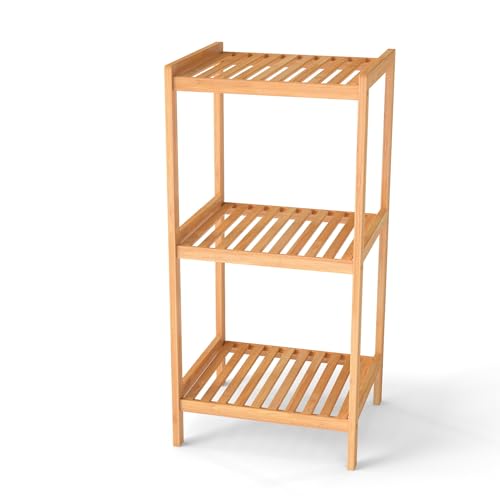 kinbor 3-Tier Bamboo Shelf Freestanding, Bathroom Standing, Natural Bamboo - size: 3-Tier