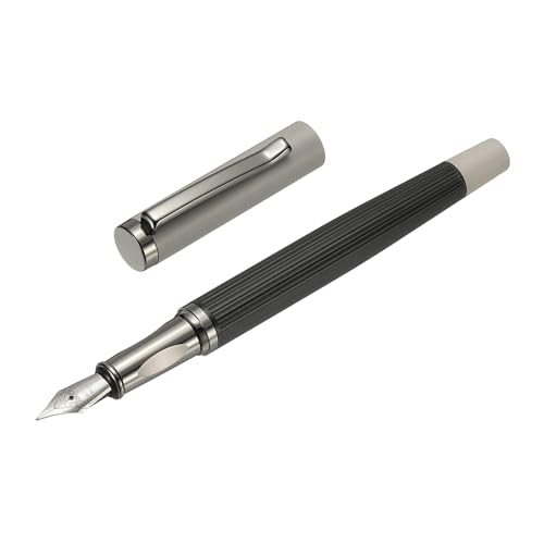 PATIKIL Fountain Pen Medium Nib, Metal Fountain Pen Barrel Handcrafted Pen for Professional Office Journaling Gifts, Gray - color: Gray