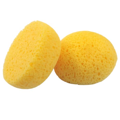 2 Pcs Natural Sponge for Painting, Yellow | Orange Peel Texture, Drywall Repair, Acrylic, Watercolor, Pottery, Creates Natural Wall & Art Textures - color: Yellow