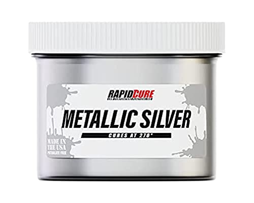 Rapid Cure Silver Plastisol Ink - Silk Screen & Screen Printing Ink, 8 oz. | Cures At 270°F Vs. Standard 320°F For Faster Turnaround - Bold Opaque Color, Non-Phthalate, CPSIA Safe, USA Made - Silver - color: Metallic Silver, size: 8 fl oz